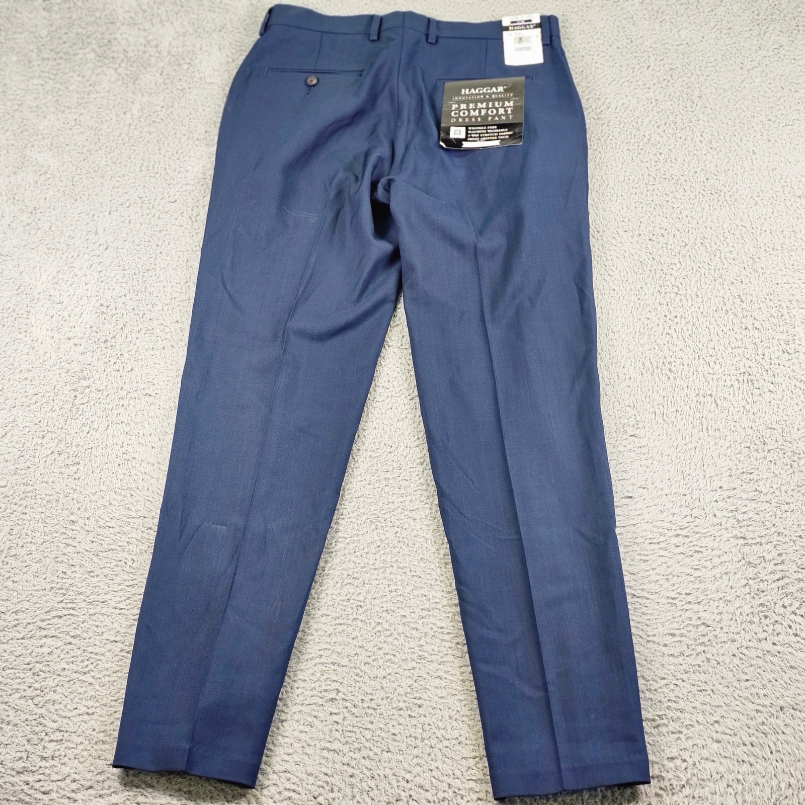 Haggar Premium Comfort Dress Pants Mens 32x32 Slim Fit Blue Stria Hd00658 New